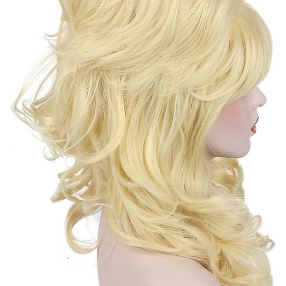 Blonde Long Curly Wavy Beehive Wig - Picture 3 of 7